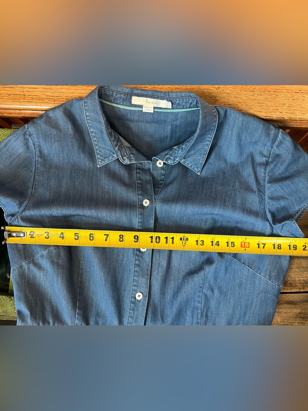 Boden Blue Button-Front Shirt Cotton Denim Dress - Picture 7 of 12